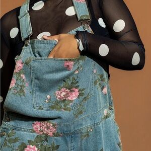 Floral Denim Overalls